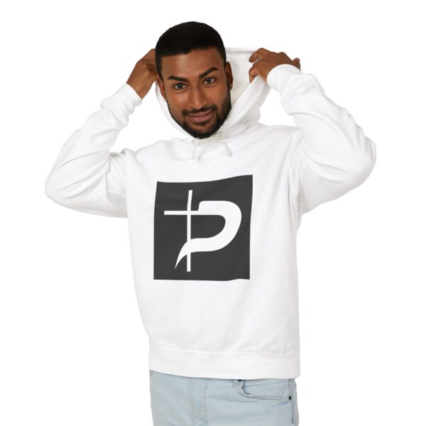 Christian Symbol Hoodie – Minimal Cross & P Monogram Pullover