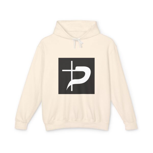 Christian Symbol Hoodie – Minimal Cross & P Monogram Pullover