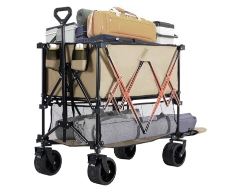 7626dbfe-f737-421d-8b74-a9312d5e64dd.jpg Double-decker Truck With Brakes, 440-pound Large-capacity Truck Trolley Folding Truck